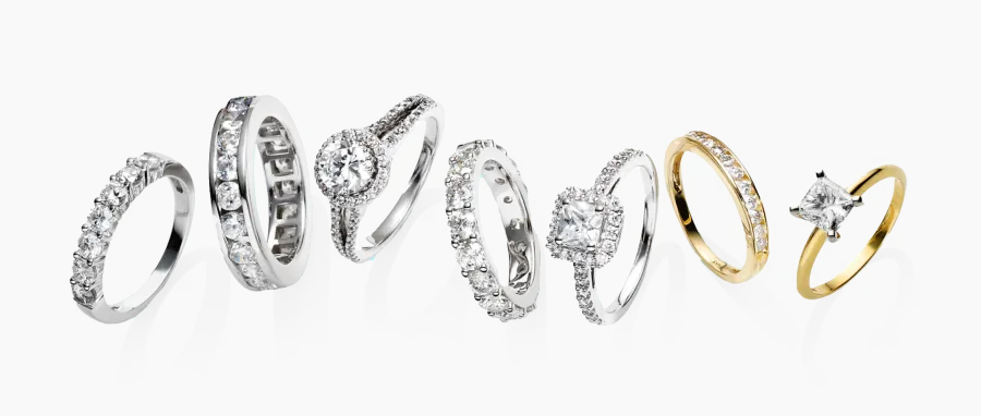 Mixed metal ring stack, directed product photography